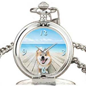 犬の写真入りオリジナル懐中時計